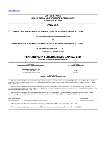 Thumbnail PennantPark Floating Rate Capital Ltd.
 10-Q Quarterly Report FY 
