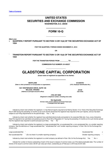 Thumbnail Gladstone Capital Corporation 10-Q Quarterly Report FY 