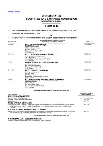 Thumbnail Exelon Corporation 10-K Annual Report 2015