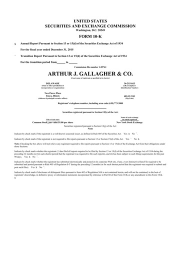 Thumbnail Arthur J. Gallagher & Co.
 10-K Annual Report 2015