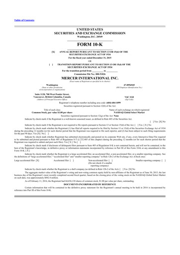 Thumbnail Mercer International 10-K Annual Report 2015