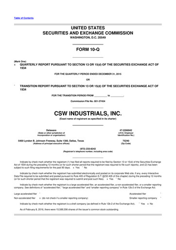 Thumbnail CSW Industrials
 10-Q Quarterly Report FY2016 