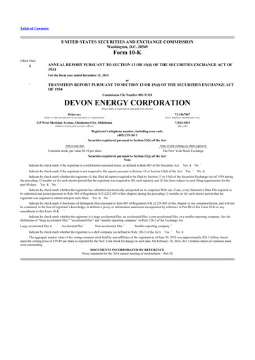 Thumbnail Devon Energy
 10-K Annual Report 2015