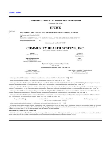 Thumbnail Community Health Systems
 10-K Annual Report 2015