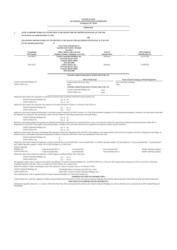 Thumbnail United Airlines Holdings
 10-K Annual Report 2015