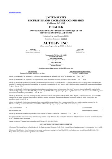 Thumbnail Autoliv 10-K Annual Report 2015