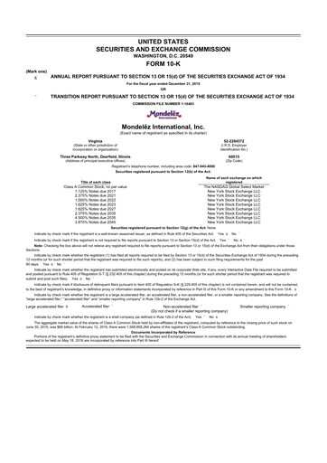 Thumbnail Mondelez International 10-K Annual Report 2015