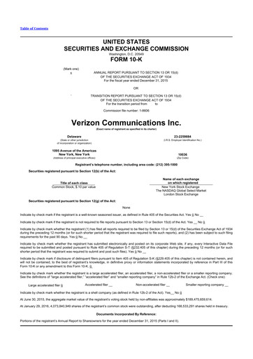 Thumbnail Verizon 10-K Annual Report 2015