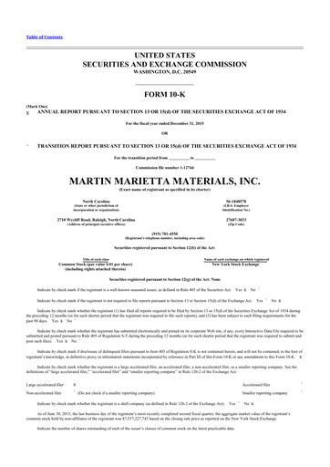 Thumbnail Martin Marietta Materials 10-K Annual Report 2015