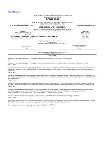 Thumbnail Imperial Oil
 10-K Annual Report 2015