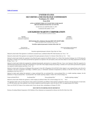 Thumbnail Lockheed Martin 10-K Annual Report 2015