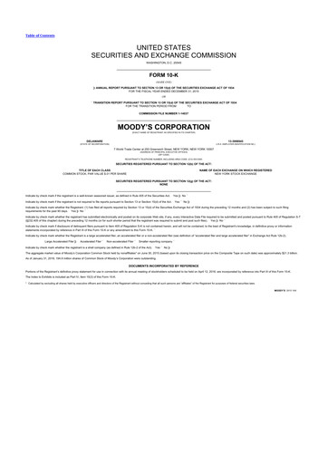 Thumbnail Moody's 10-K Annual Report 2015