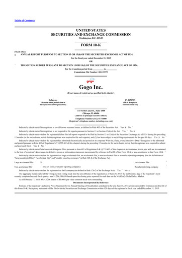 Thumbnail Gogo Inflight Internet
 10-K Annual Report 2015