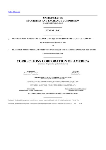 Thumbnail CoreCivic 10-K Annual Report 2015