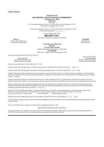 Thumbnail Belden 10-K Annual Report 2015