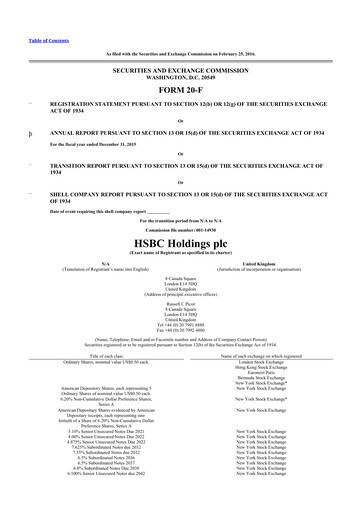 Thumbnail HSBC 20-F Annual Report 