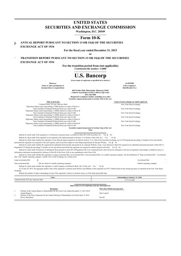 Thumbnail U.S. Bancorp 10-K Annual Report 2015