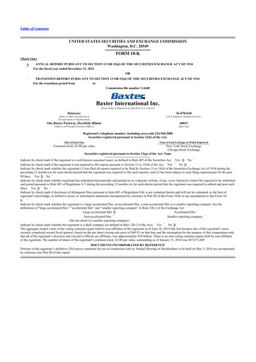 Thumbnail Baxter 10-K Annual Report 2015