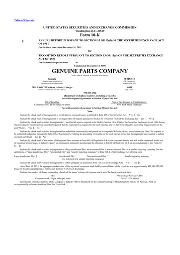 Thumbnail Genuine Parts Company
 10-K Annual Report 2015