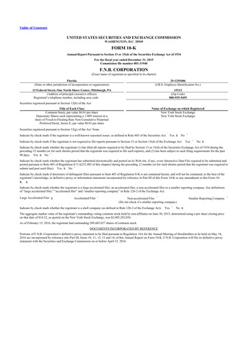 Thumbnail F.N.B. Corporation
 10-K Annual Report 2015