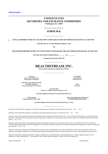 Thumbnail HealthStream 10-K Annual Report 2015