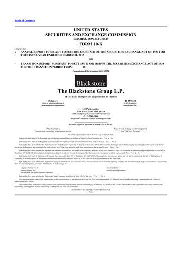 Thumbnail Blackstone Group 10-K Annual Report 2015