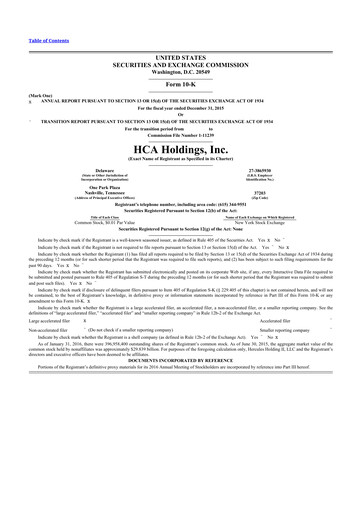 Thumbnail HCA Healthcare 10-K Annual Report 2015