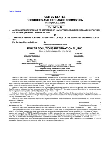 Thumbnail Power Solutions International 10-K Annual Report 2015
