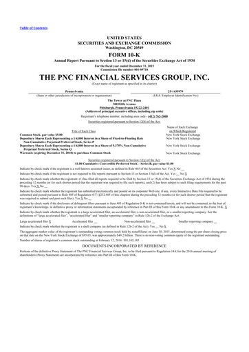 Thumbnail PNC Financial Services 10-K Annual Report 2015