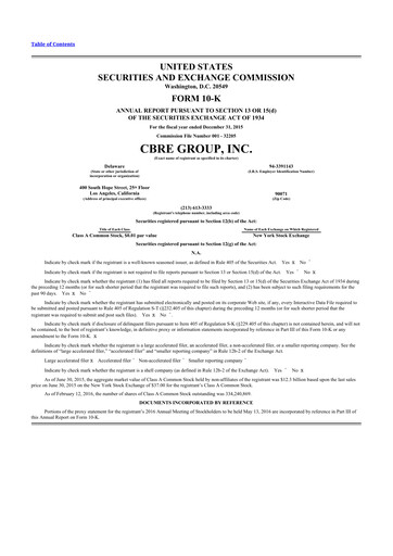 Thumbnail CBRE Group
 10-K Annual Report 2015