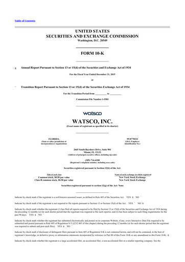 Thumbnail Watsco
 10-K Annual Report 2015