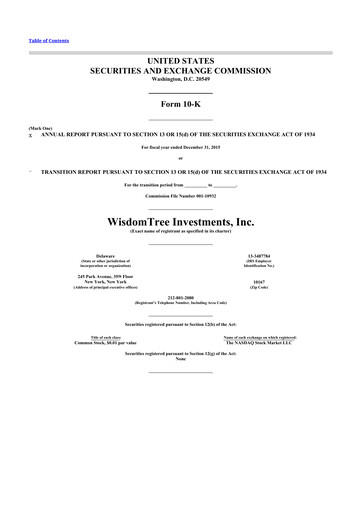 Thumbnail WisdomTree
 10-K Annual Report 2015