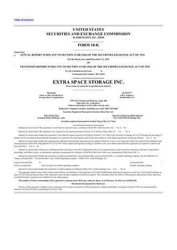 Thumbnail Extra Space Storage
 10-K Annual Report 2015