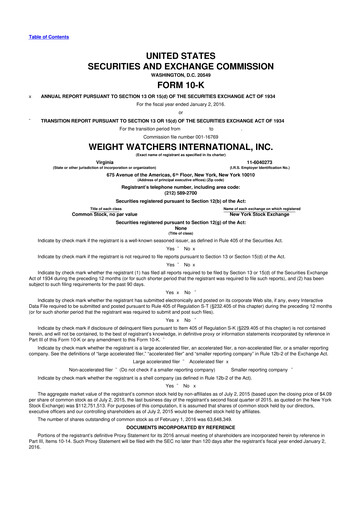 Thumbnail Weight Watchers 10-K Annual Report 2015