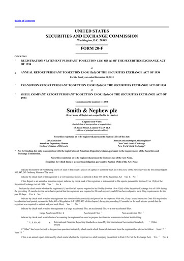 Thumbnail Smith & Nephew
 20-F Annual Report 