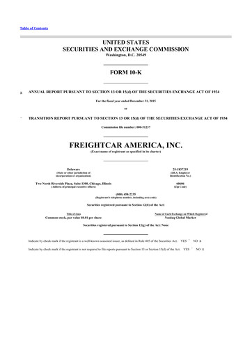 Thumbnail FreightCar America
 10-K Annual Report 2015