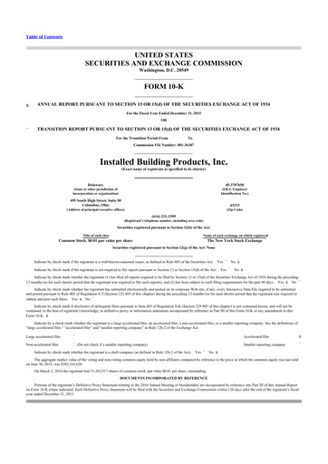 Thumbnail Installed Building Products 10-K Annual Report 2015