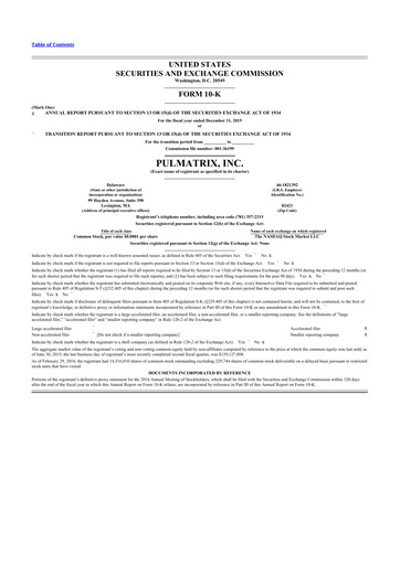 Vorschaubild Pulmatrix 10-K Jahresbericht 2015