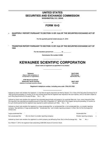 Thumbnail Kewaunee Scientific Corporation 10-Q Quarterly Report FY2016 