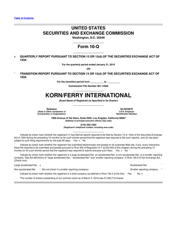 Miniature Korn Ferry
 10-Q Rapport trimestriel  