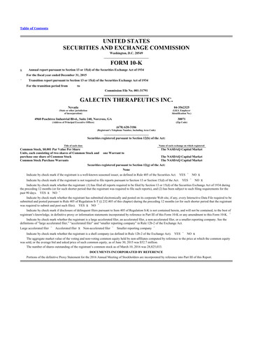 Thumbnail Galectin Therapeutics 10-K Annual Report 2015