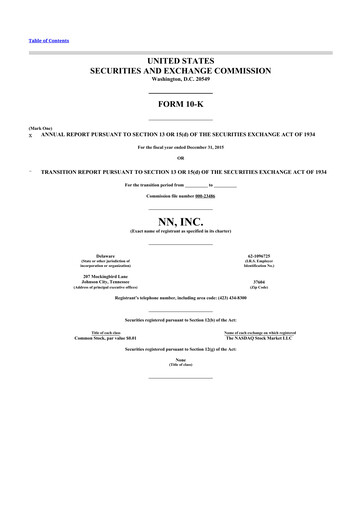 Thumbnail NN, Inc.
 10-K Annual Report 2015