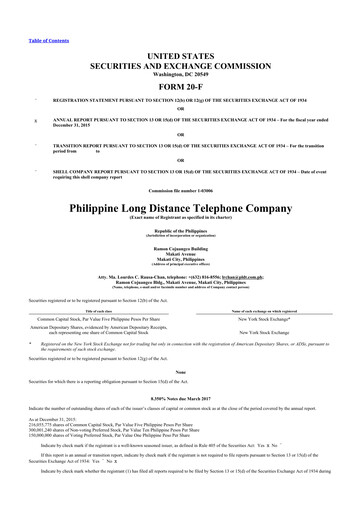 Thumbnail PLDT 20-F Annual Report 