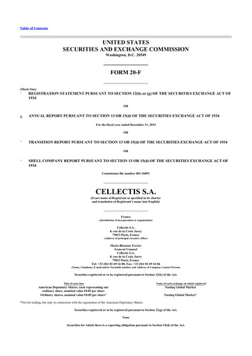 Vorschaubild Cellectis 20-F Jahresbericht 