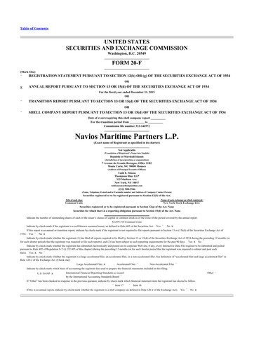 Thumbnail Navios Maritime Partners 20-F Annual Report 2015