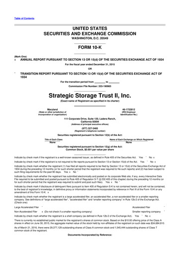 Thumbnail SmartStop Self Storage REIT 10-K Annual Report 2015