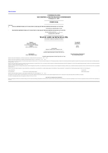 Vorschaubild Wave Life Sciences 10-K Jahresbericht 2015