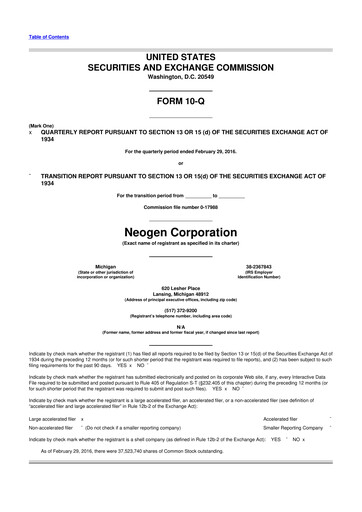 Thumbnail Neogen 10-Q Quarterly Report FY2016 