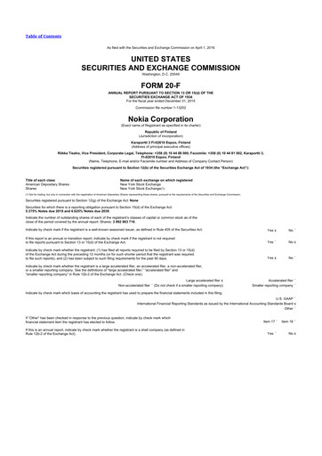 Vorschaubild Nokia 20-F Jahresbericht 
