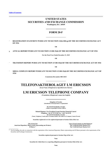 Vorschaubild Ericsson 20-F Jahresbericht 